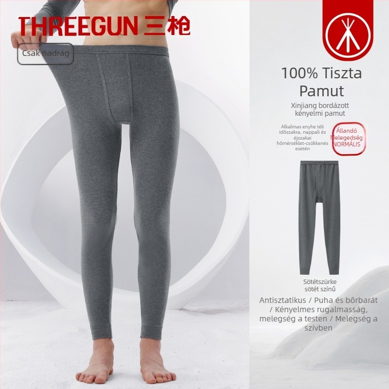 Threegun férfiak őszi–téli meleg pamutnadrág, 100% pamut, vastag és kényelmes