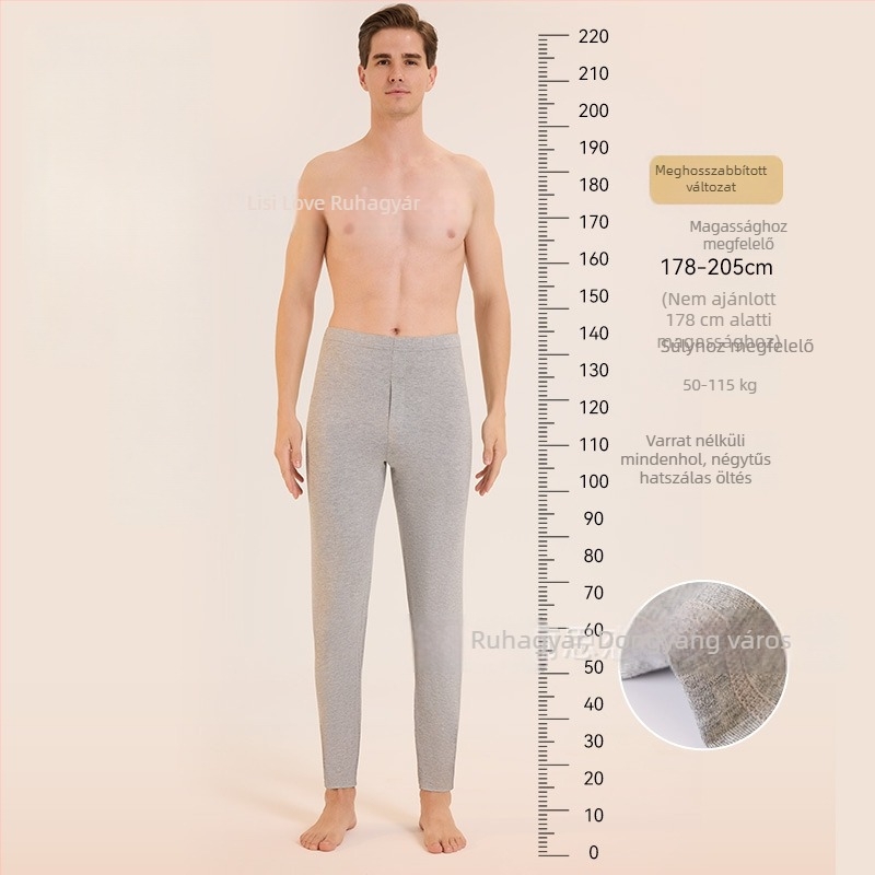 Férfi magas méretű modal pamut melegítő nadrág fleece-béléssel, tavasz–ősz vékony modell, 120 cm hosszú