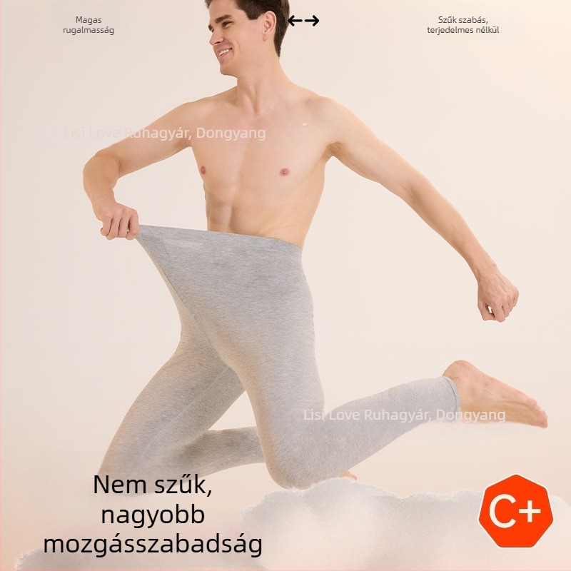 Férfi magas méretű modal pamut melegítő nadrág fleece-béléssel, tavasz–ősz vékony modell, 120 cm hosszú