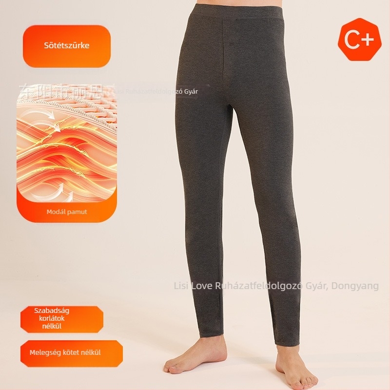 Férfi magas méretű modal pamut melegítő nadrág fleece-béléssel, tavasz–ősz vékony modell, 120 cm hosszú