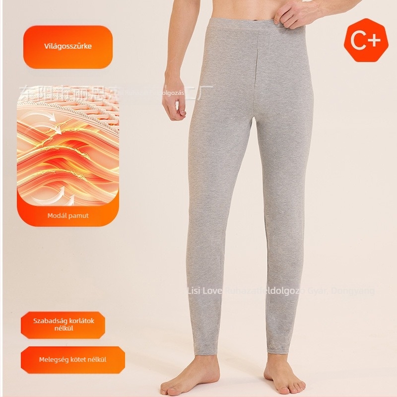 Férfi magas méretű modal pamut melegítő nadrág fleece-béléssel, tavasz–ősz vékony modell, 120 cm hosszú