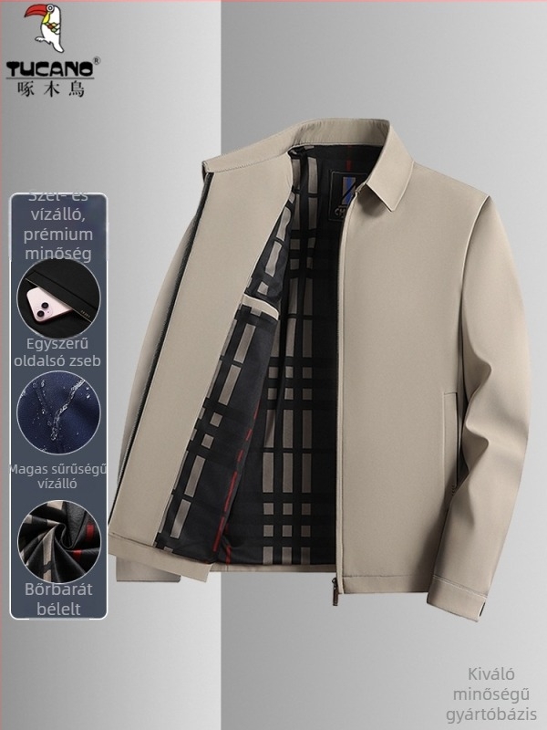 Woodpecker 2025 Tavaszi külső kabát rever galléval, hosszú ujjú, cipzáras, laza szabás