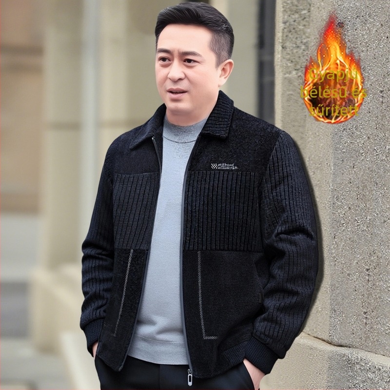 Rövid fazonú gyapjúdzseki fleece béléssel, vastag, rever-gallérral, őszi-téli szezonra