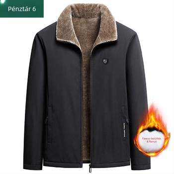 Középkorú és idős férfiak téli bélelt kabátja, 100% poliészter, normál vastagság, 2021 tél