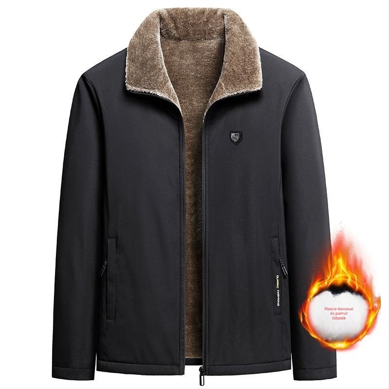 Középkorú és idős férfiak téli bélelt kabátja, 100% poliészter, normál vastagság, 2021 tél
