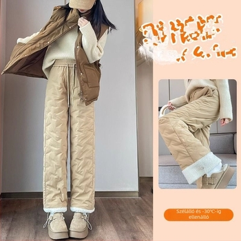 Női vastagított nadrág Chenille-Spandex anyaggal, magas derék, egyenes fazon, Skinny illeszkedés, Nylon töltet 70–80%