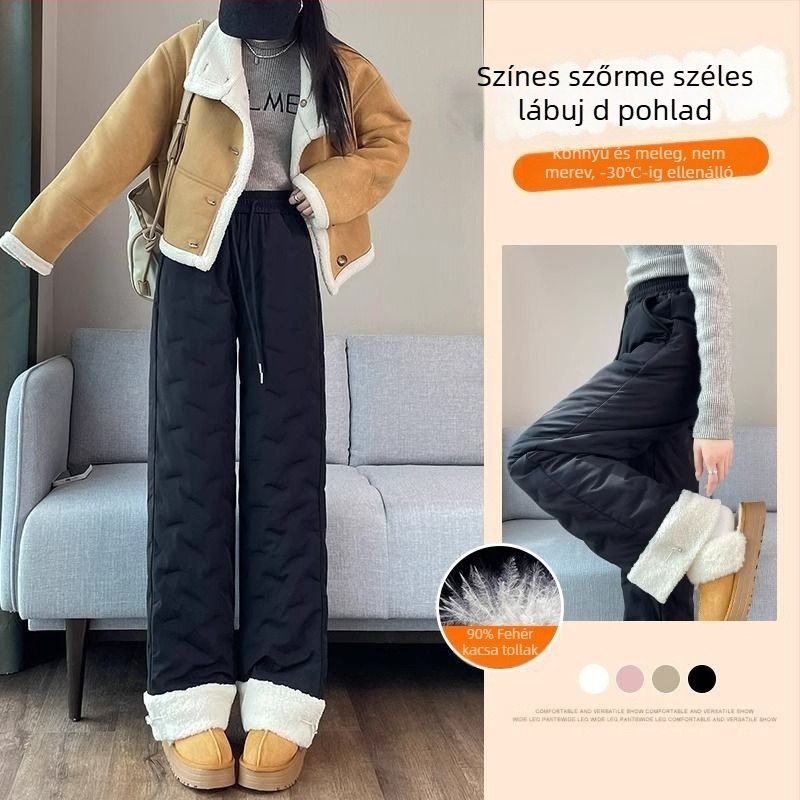 Női vastagított nadrág Chenille-Spandex anyaggal, magas derék, egyenes fazon, Skinny illeszkedés, Nylon töltet 70–80%