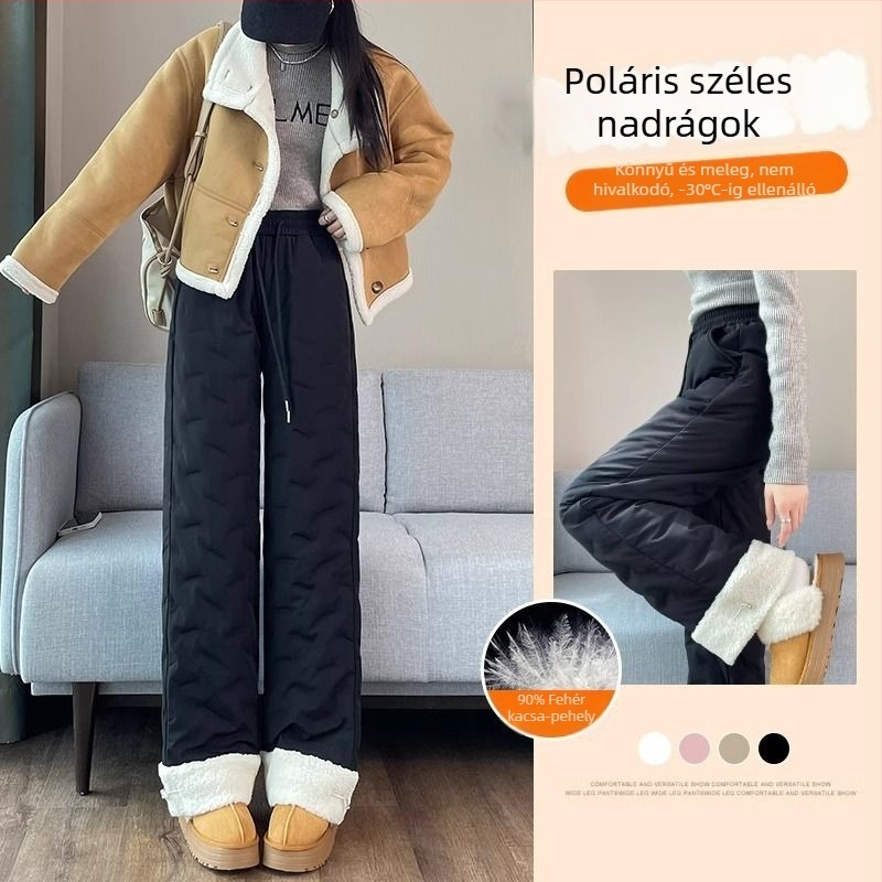 Női pamut nadrág magas derekú, egyenes szabású, Chenille anyag spandexszal, Nylon töltés, tavasz 2025