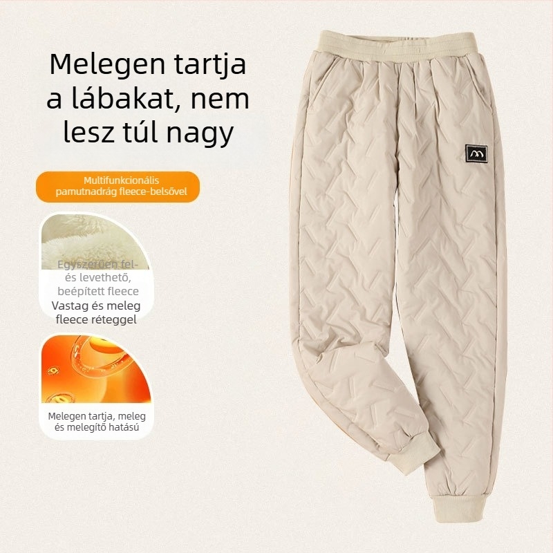 Női téli pamutnadrág báránygyapjú-keverék béléssel, magas derekú, harém szabású, szélvédett és vízálló