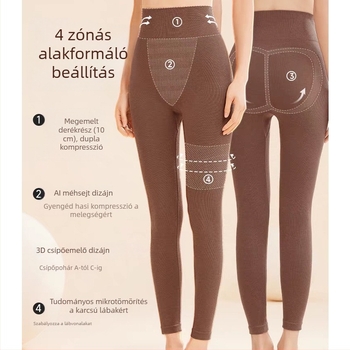 Női egyszínű termikus leggings, magas derékkal, testformázó fazon