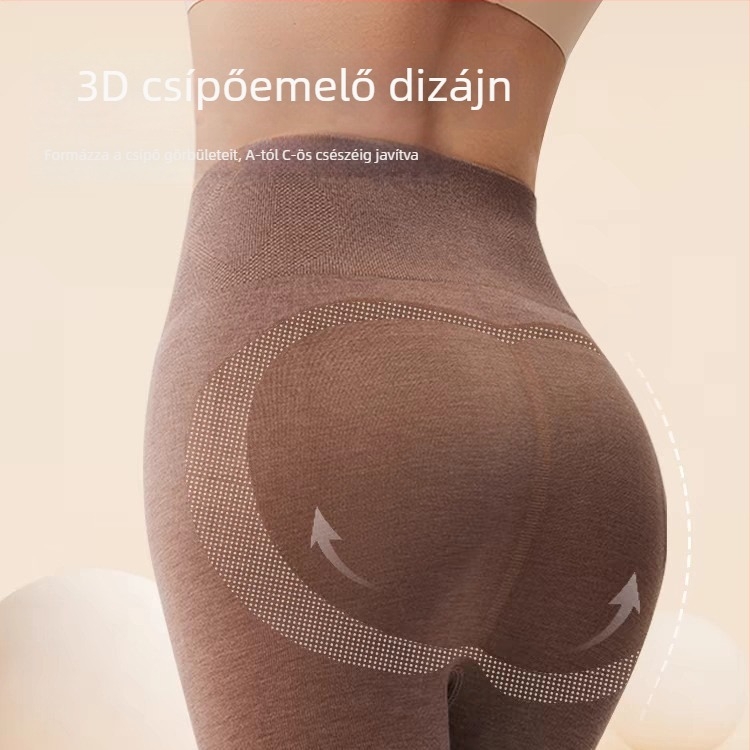 Női egyszínű termikus leggings, magas derékkal, testformázó fazon