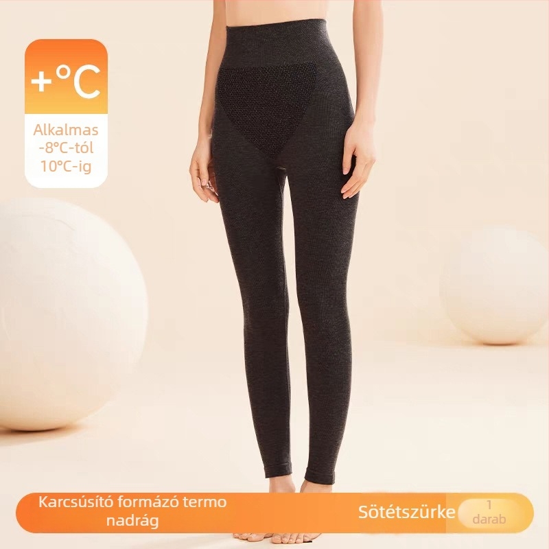 Női egyszínű termikus leggings, magas derékkal, testformázó fazon
