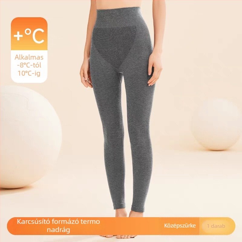Női egyszínű termikus leggings, magas derékkal, testformázó fazon