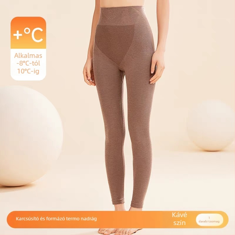 Női egyszínű termikus leggings, magas derékkal, testformázó fazon