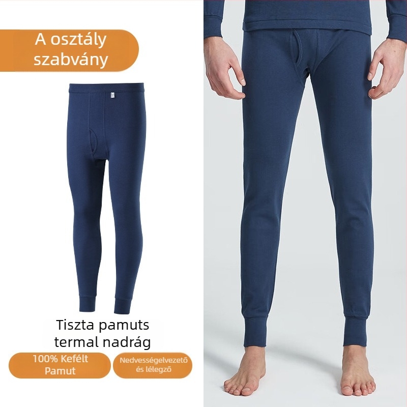 Férfi 100% pamut termikus nadrág, magas derekú, 9/10 hossz, 230 g, közepes vastagság