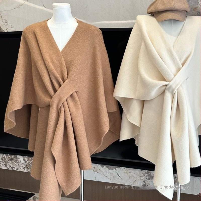 Női shawl cape stílusú kabát, nyúl szőrrel <30%> és spandex 30–50%, őszi 2025