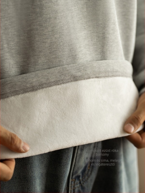Férfi fleece-béléses raglán ujjú vastag téli casual pulóver