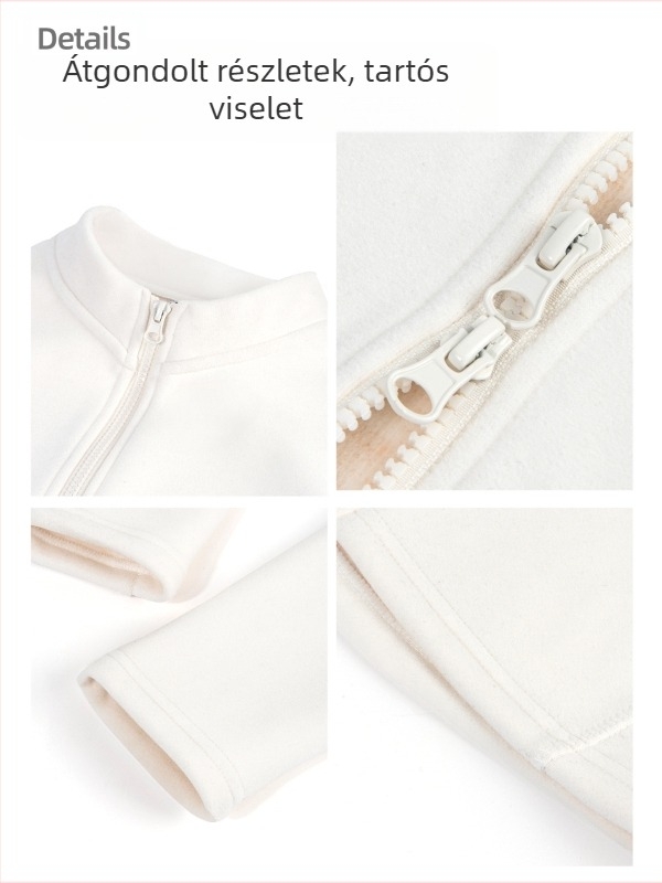 Női slim-fit fleece bélelt pulóverdzseki, dupla oldalú plüss, meleg őszi–téli 2025