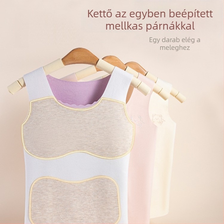 Lányoknak 6–12 éves melegítő mellény, varrás nélküli, német velúr anyag, önmelegedő, őszi–téli, mellbetéttel