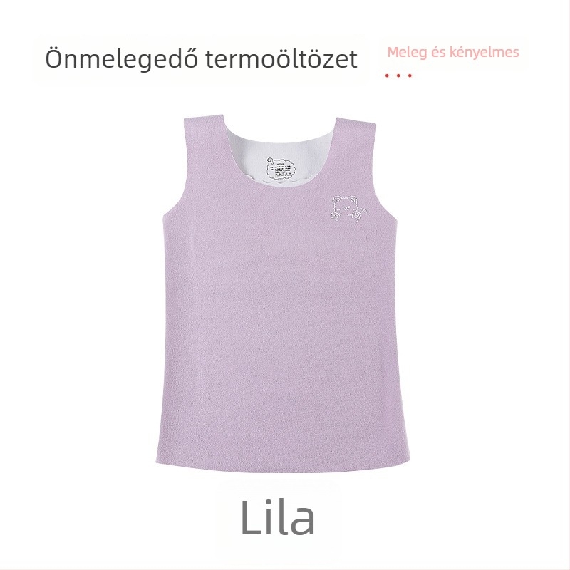 Lányoknak 6–12 éves melegítő mellény, varrás nélküli, német velúr anyag, önmelegedő, őszi–téli, mellbetéttel