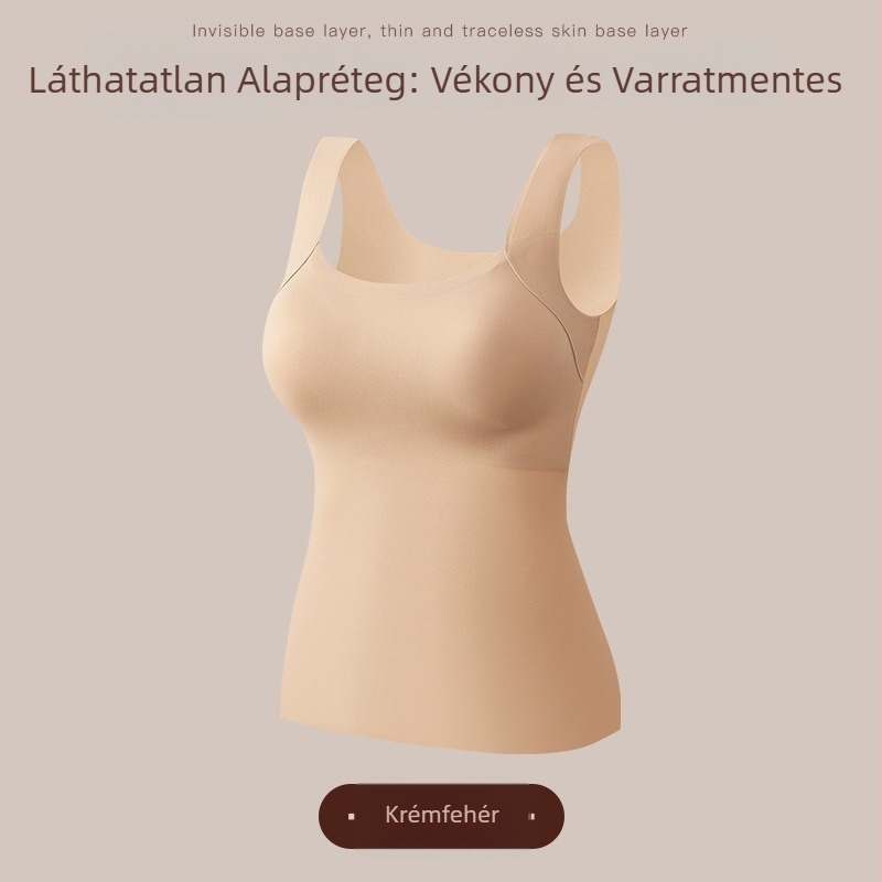Női láthatatlan alapréteg-vest vékony fazon, feszesítő hatású, felvehető ruhák fölé, melltartó nélkül, varrás nélküli