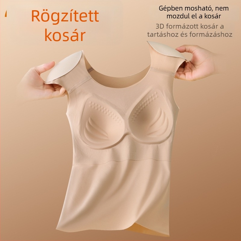 Őszi-téli női termál felső, karcsúsított fazon melltartó betétekkel, ujjatlan, hátsó formázóhatás, alapréteg