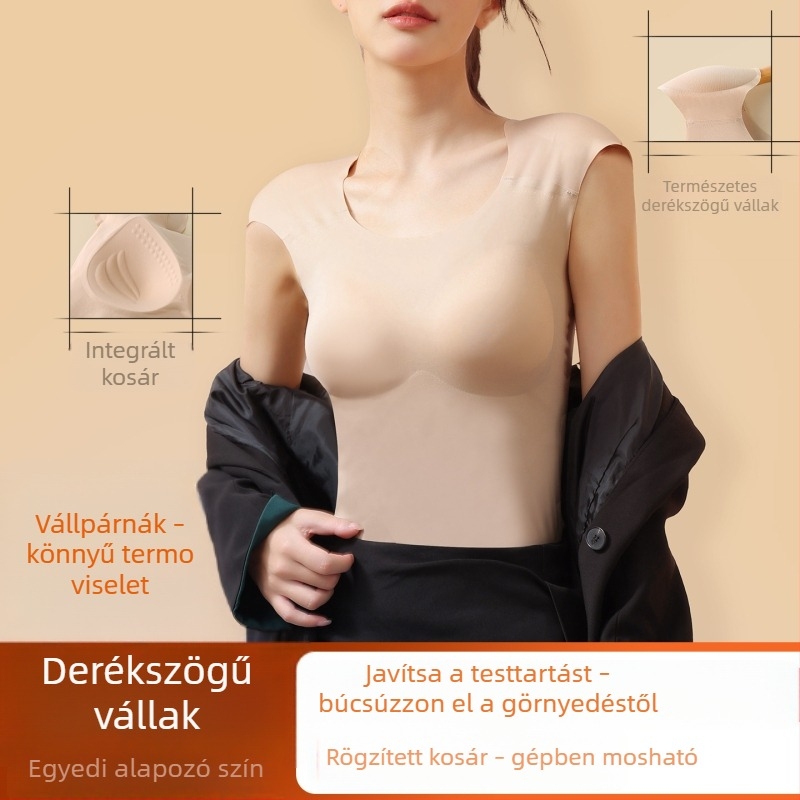 Őszi-téli női termál felső, karcsúsított fazon melltartó betétekkel, ujjatlan, hátsó formázóhatás, alapréteg