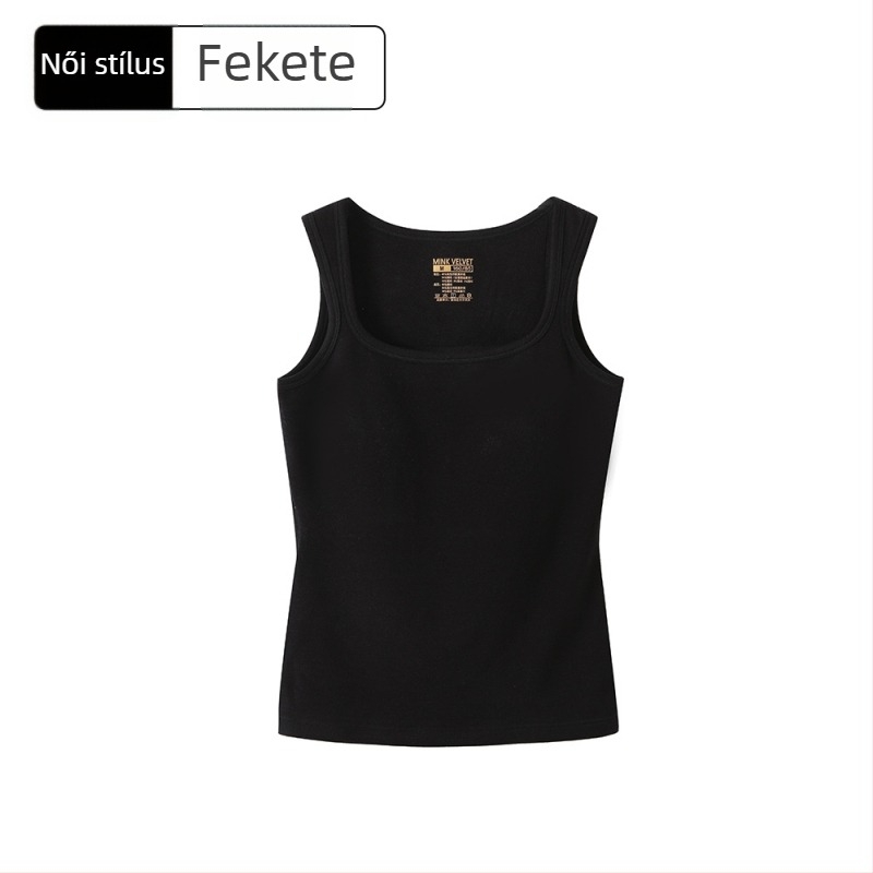 Női termikus mellény akril szálból, extrán vastag 301–350 g/m², beépített melltartóval és párnával a mellemhez, U-alakú nyakú, egyszínű modell, alapréteg