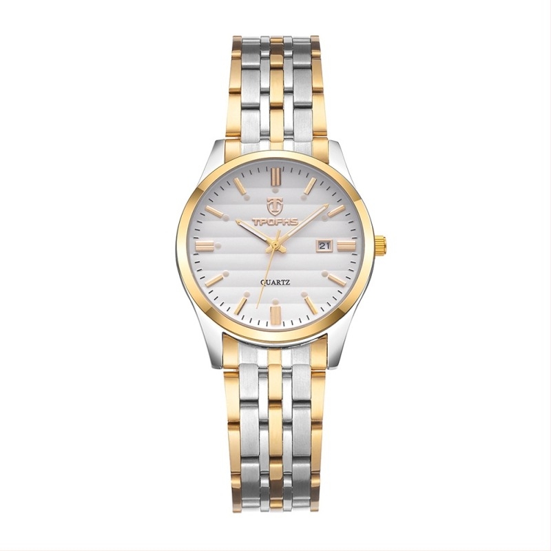 RUOLINDO kvarc karóra fénylő számlappal, rozsdamentes acél szíjjal, naptárral, 10 m vízállósággal, CHENLONG 618 mozgással