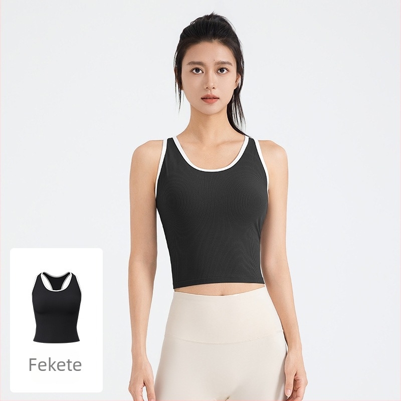 Női egyben hordható jóga felső beépített melltartó betétekkel, karcsú fazon, poliészter-spandex 82.5%/17.5%, köldökig hossz