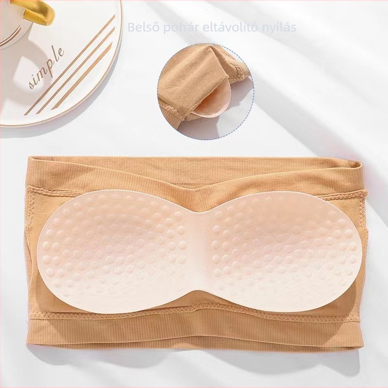 Sima bandeau melltartó pánt nélkül, 3/4 kosár, ultra vékony formázott kosár, nejlon anyag, funkció: láthatatlan ruhák alatt