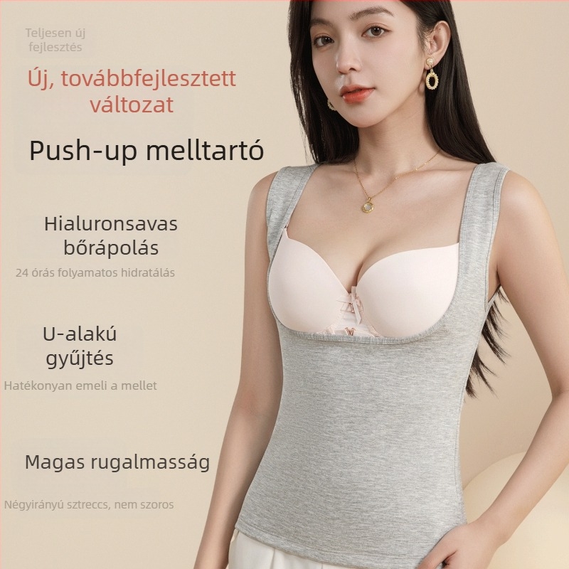 Női fleecével bélelt téli termos mellény szoptatáshoz, fekete alapréteg, alacsony kivágással