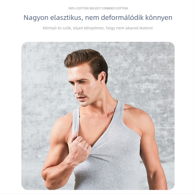 Férfi sportos ujjatlan felső 100% pamutból, kerek nyakú, 161–180 g/m², minden évszakra alkalmas, 2025-ben debütált