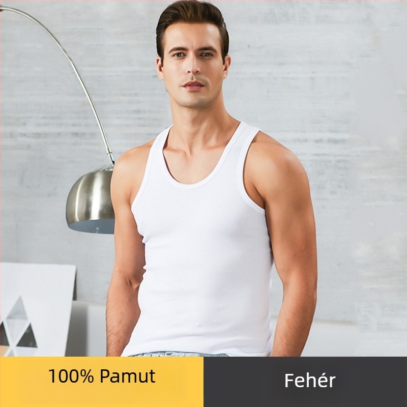 Férfi sportos ujjatlan felső 100% pamutból, kerek nyakú, 161–180 g/m², minden évszakra alkalmas, 2025-ben debütált