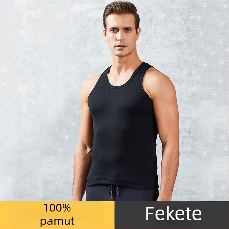 Férfi sportos ujjatlan felső 100% pamutból, kerek nyakú, 161–180 g/m², minden évszakra alkalmas, 2025-ben debütált