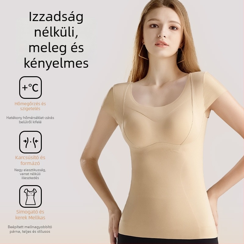 Nylon termo mellény beépített melltartóval (cups), fleece béléssel, magas rugalmasság, antistatikus, dupla réteg, meleg nőknek