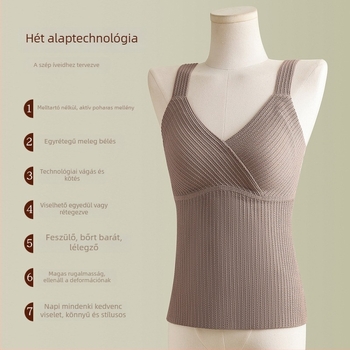 Női nejlonból készült termosz alapréteg felső, mellkas párnával, fleece-sel bélelt, dupla rétegű, U-nyakú kivágású, hordható külső ruházatként