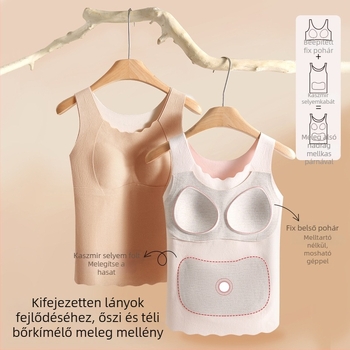 Meleg mellény beépített kosárral, fleece-béléssel, dupla rétegű poliészterből – has és hátsó védelem, tinédzser lányoknak 13–18 éves