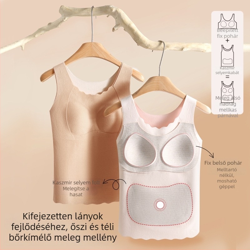 Meleg mellény beépített kosárral, fleece-béléssel, dupla rétegű poliészterből – has és hátsó védelem, tinédzser lányoknak 13–18 éves
