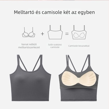 Zhao Lusi-stílusú fehér camisole beépített párnákkal, hátsó kivágású, vékony felső, belső és külső viselethez