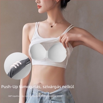 Zhao Lusi-stílusú fehér camisole beépített párnákkal, hátsó kivágású, vékony felső, belső és külső viselethez