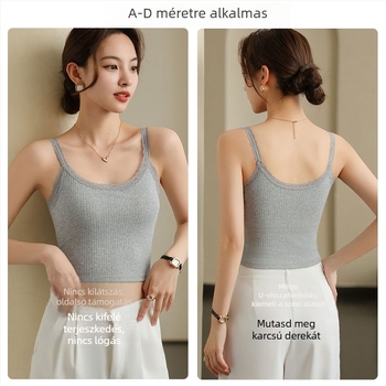 Pamutból készült camisole melltartóbetétekkel, kerek nyakú, csipkés részletekkel, karcsú szabás, 90–95% pamut, közepes sűrűségű anyag 181–200 g/m²