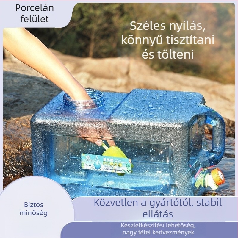 Kültéri vödör csappal, nagy kapacitású PU anyagú víztároló kempinghez és háztartási használatra