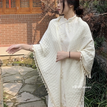 Női retro cheongsam stílusú sálkendős pulóver-kardigán — monokróm, tie-dye, minden szezonra, testreszabható
