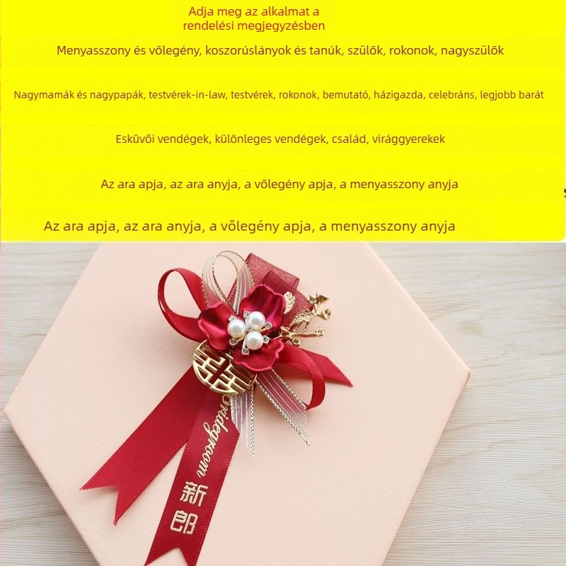 Csuklóra helyezhető virágkoszorú menyasszony és koszorúslányok számára – testreszabhatatlan, logó nélküli, ajándék kész, esküvői kiegészítő