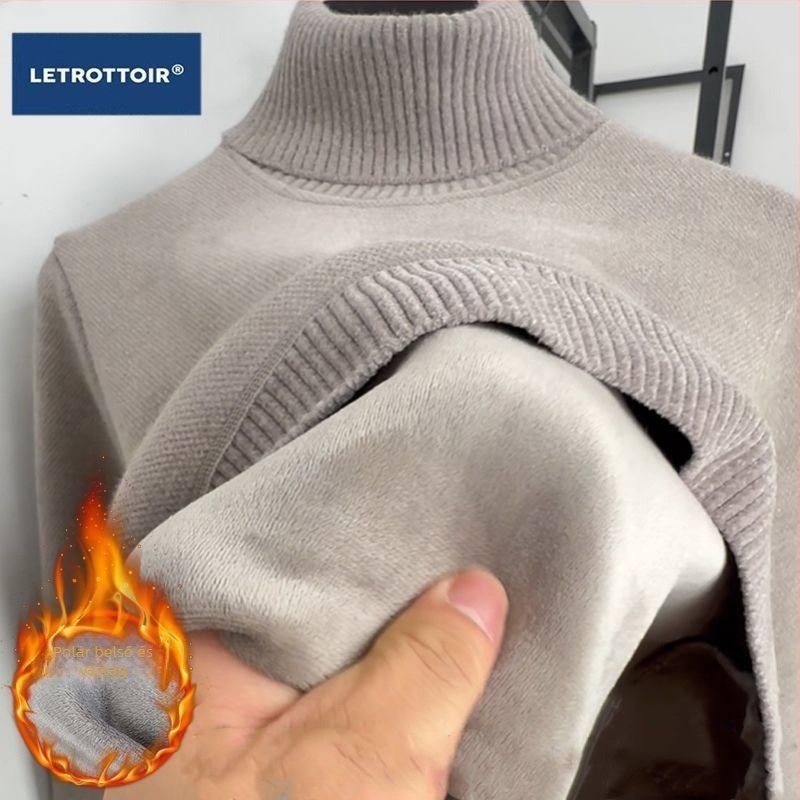 Férfi kapucnis fleece pulóver, vastag kötésű anyag belső pamut béléssel, karcsúsított szabás, tavaszi modell