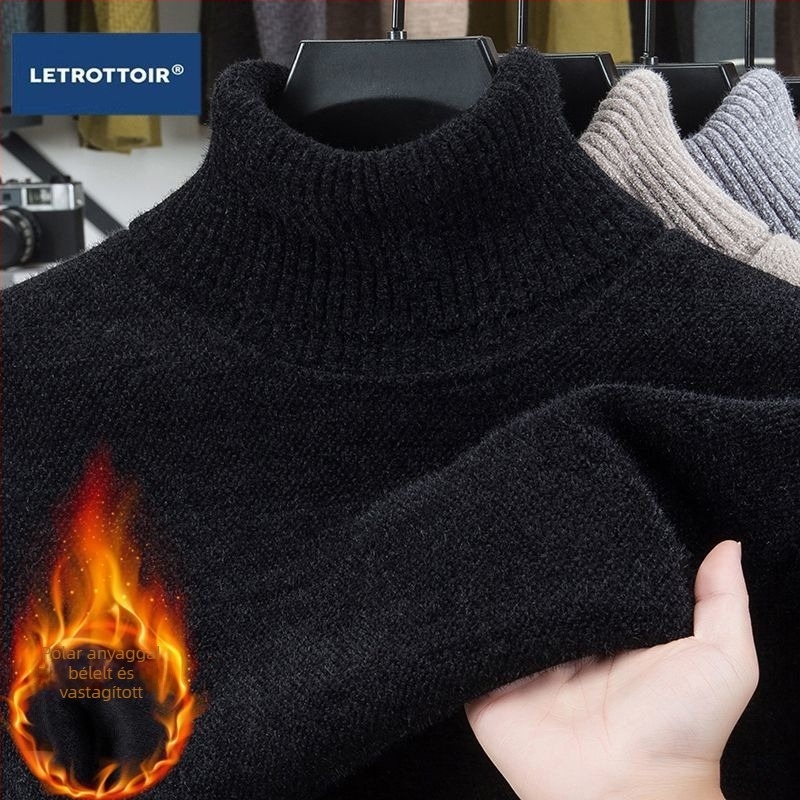 Férfi kapucnis fleece pulóver, vastag kötésű anyag belső pamut béléssel, karcsúsított szabás, tavaszi modell