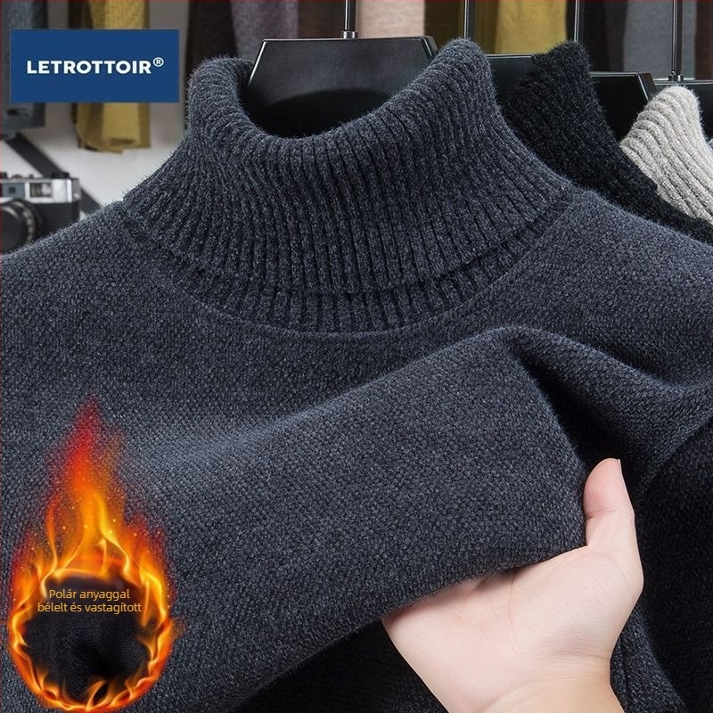 Férfi kapucnis fleece pulóver, vastag kötésű anyag belső pamut béléssel, karcsúsított szabás, tavaszi modell