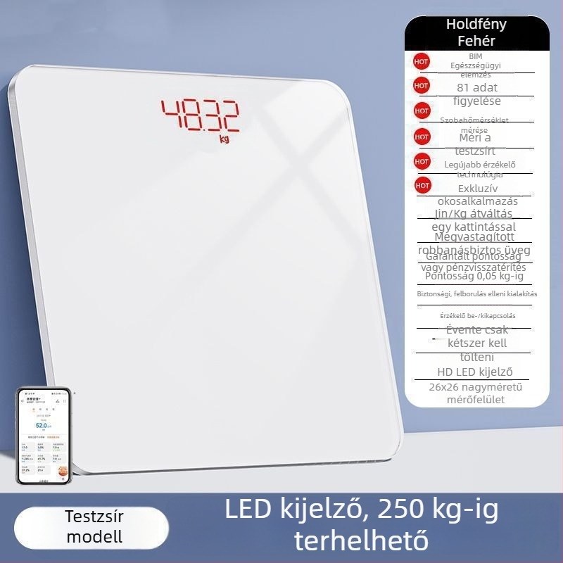 Otthoni elektronikus testsúlymérő, pontos és tartós, újratölthető, kompakt okos mérleg a testzsír mérésére
