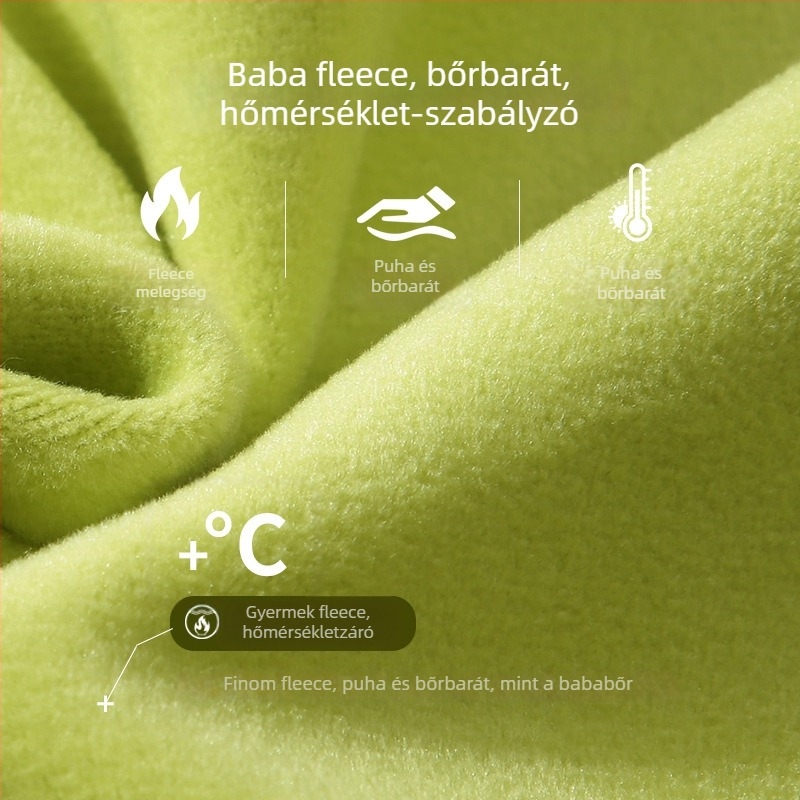 Kapucnis fleeces pulóver, laza szabású, 100% comb pamut, kerek nyakú, hosszú ujjú